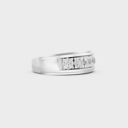 High-Durability 0.80 Ct Round Lab-Grown Diamond Men's Wedding Ring, premium 950 Platinum.
