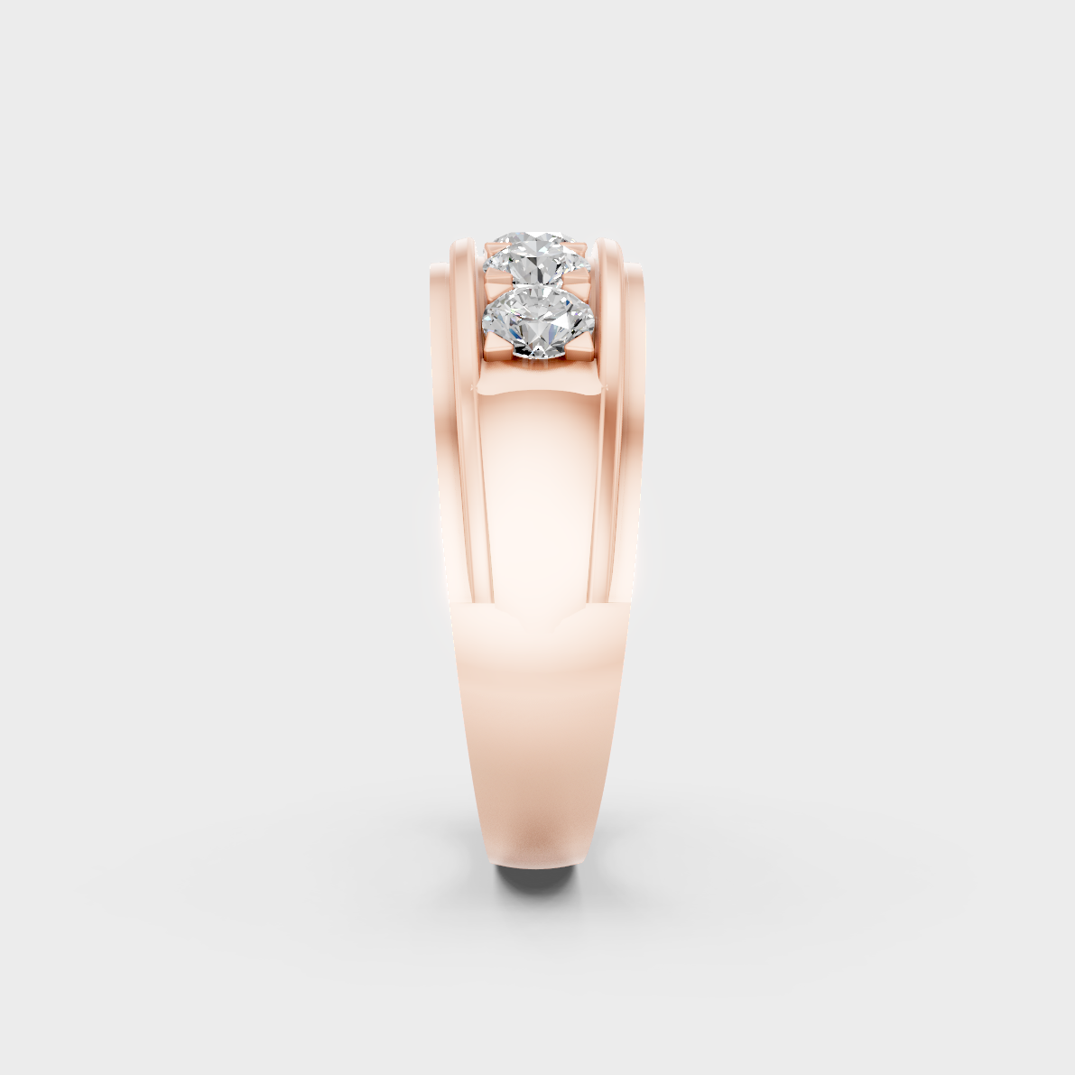 Exquisite 0.80 Ct Round Lab-Grown Diamond Men's Wedding Ring, polished 14K Rose Gold finish.