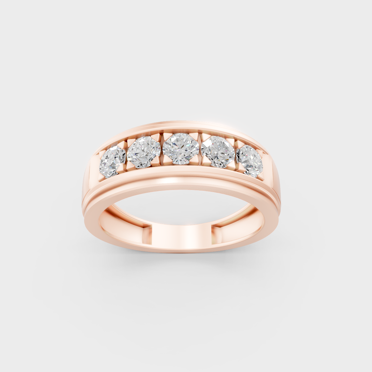Ethical Luxury 0.80 Carat Round Lab-Grown Diamond Men's Band, elegant statement in 18K Rose Gold.