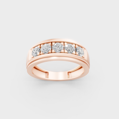 Ethical Luxury 0.80 Carat Round Lab-Grown Diamond Men's Band, elegant statement in 18K Rose Gold.