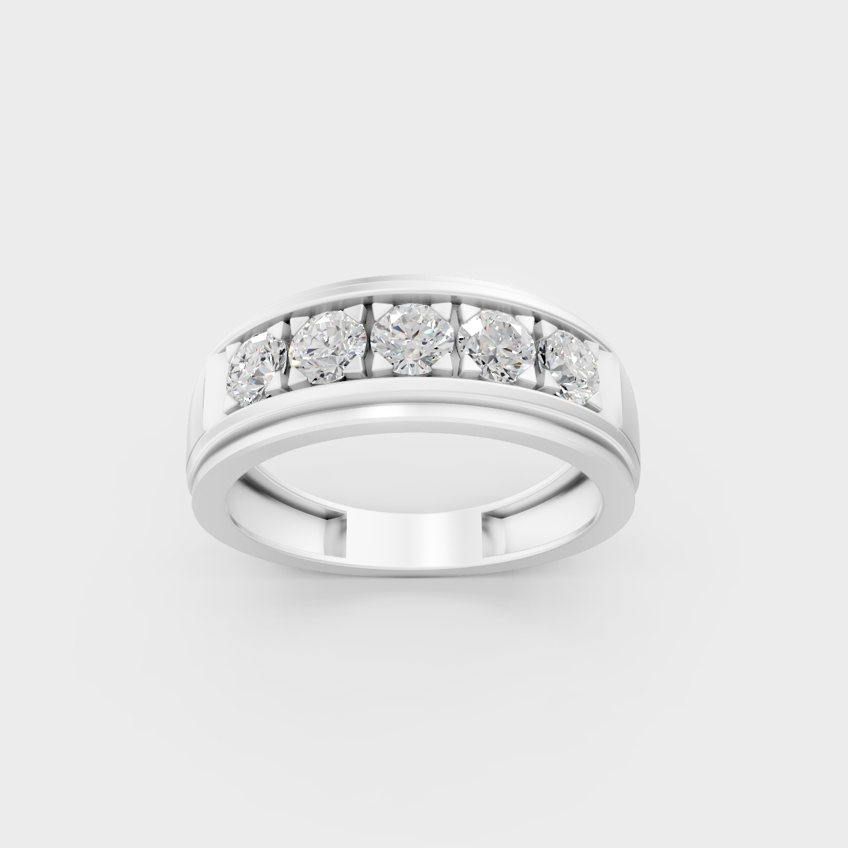 Modern 0.80 Carat Round-Cut Lab-Grown Diamond Men's Band in a sleek 9K White Gold design.