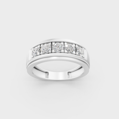 Modern 0.80 Carat Round-Cut Lab-Grown Diamond Men's Band in a sleek 9K White Gold design.