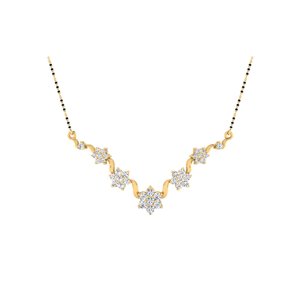 0.91 Carat Round Cut Lab-Grown Diamond Certified Mangalsutra In