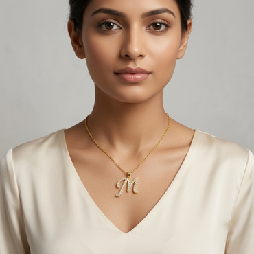 Shop our custom "M" Alphabet Lab Grown Diamond Pendant with Chain. Available in 9K, 14K, 18K Yellow, White, Rose Gold & 950 Platinum. Ethical luxury worldwide.