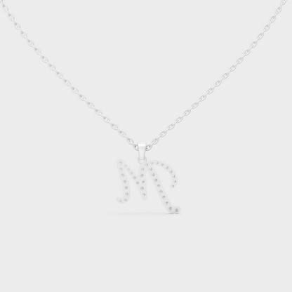 Ultra Durable Solid Platinum Letter M Initial Necklace with Premium Chain Layer