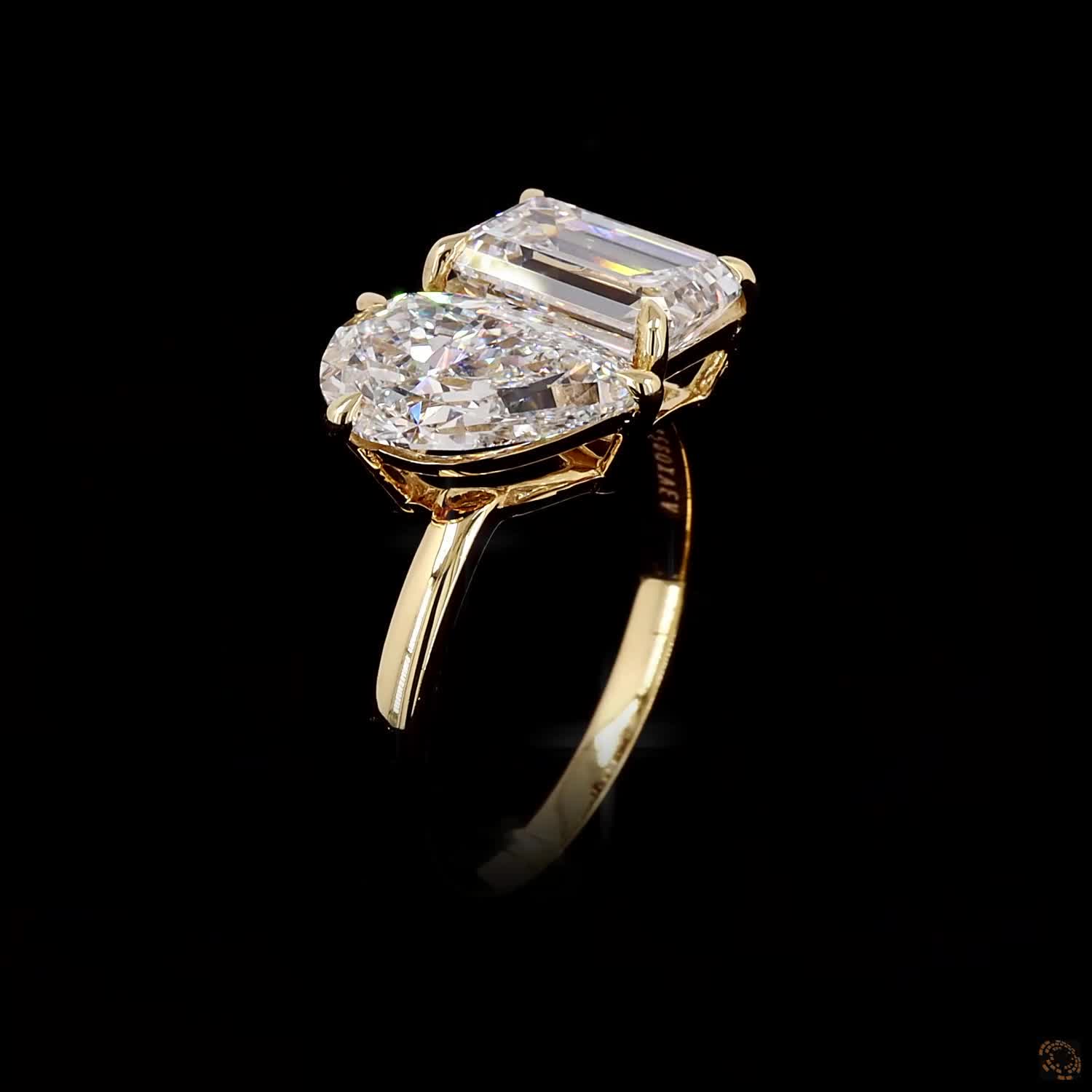igi certified emerald pear lab grown diamond ring
