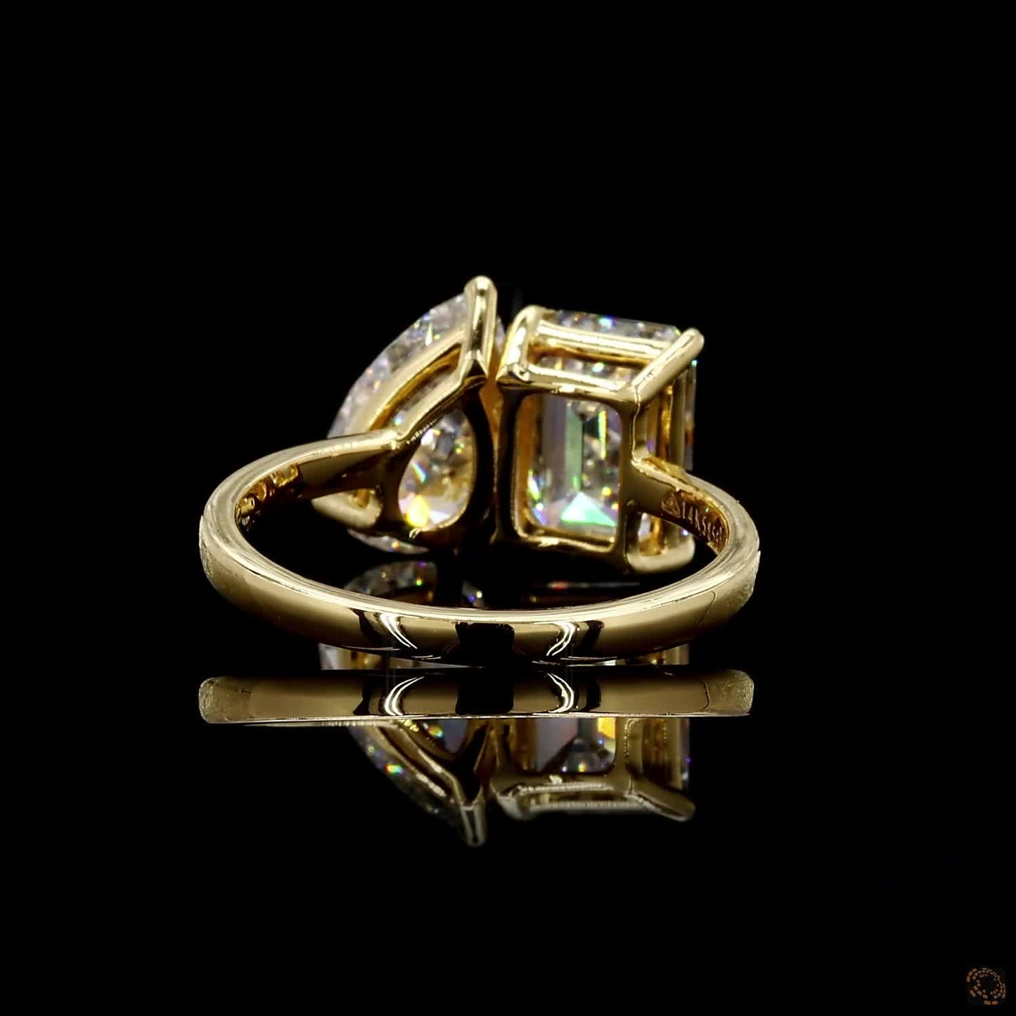hallmark yellow gold emerald pear diamond ring