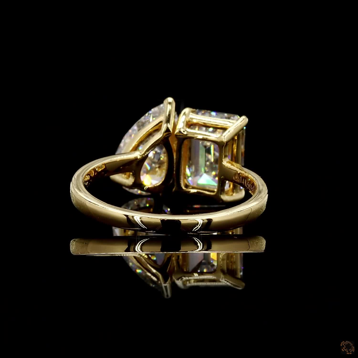 hallmark yellow gold emerald pear diamond ring