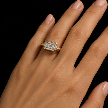  lab grown emerald diamond ring in 18K yellow gold