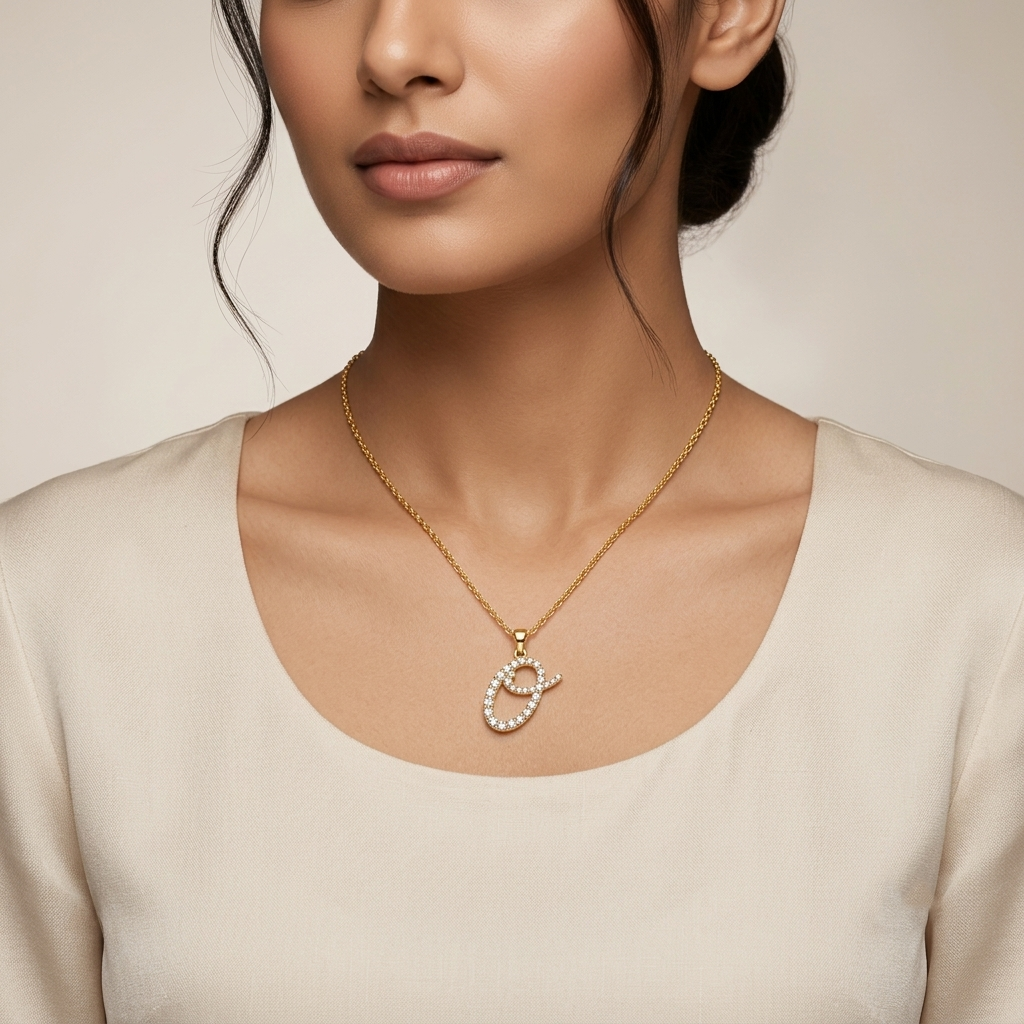 Shop our custom "O" Alphabet Lab Grown Diamond Pendant with Chain. Available in 9K, 14K, 18K Yellow, White, Rose Gold & 950 Platinum. Ethical luxury worldwide.