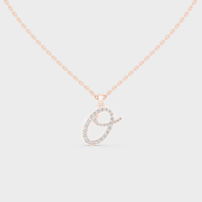Romantic Rose Gold "O" Alphabet Lab Grown Diamond Pendant and Dainty Cable Chain
