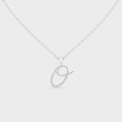 Brilliant "O" Alphabet Lab Grown Diamond Pendant on Shimmering 14K White Gold Chain