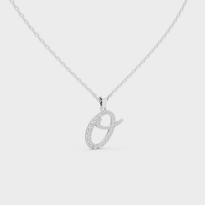 Micro Pave Letter O Initial Necklace Shining with Premium 18K White Gold Chain Set