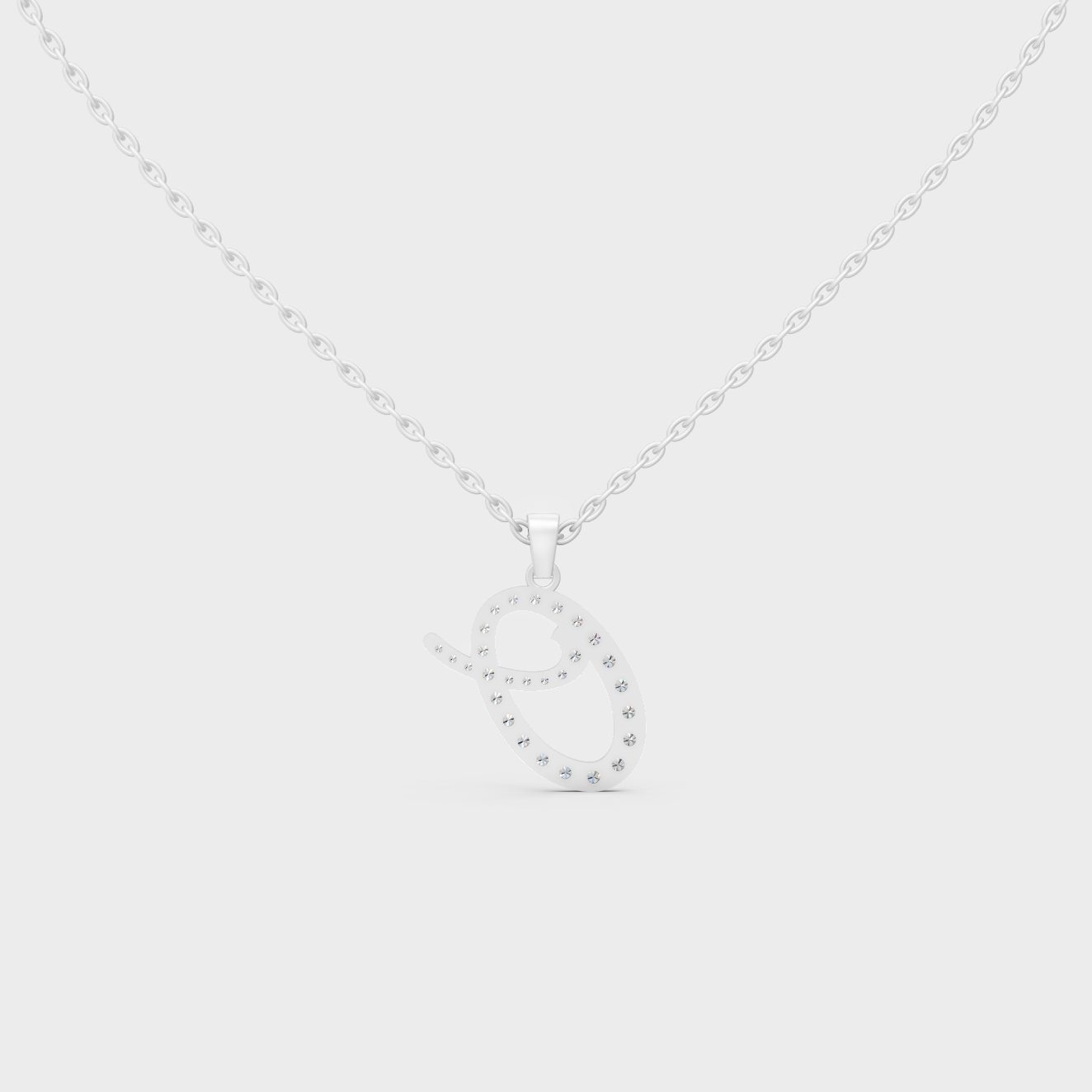Hypoallergenic 950 Platinum "O" Alphabet Lab Grown Diamond Pendant with Matching Chain