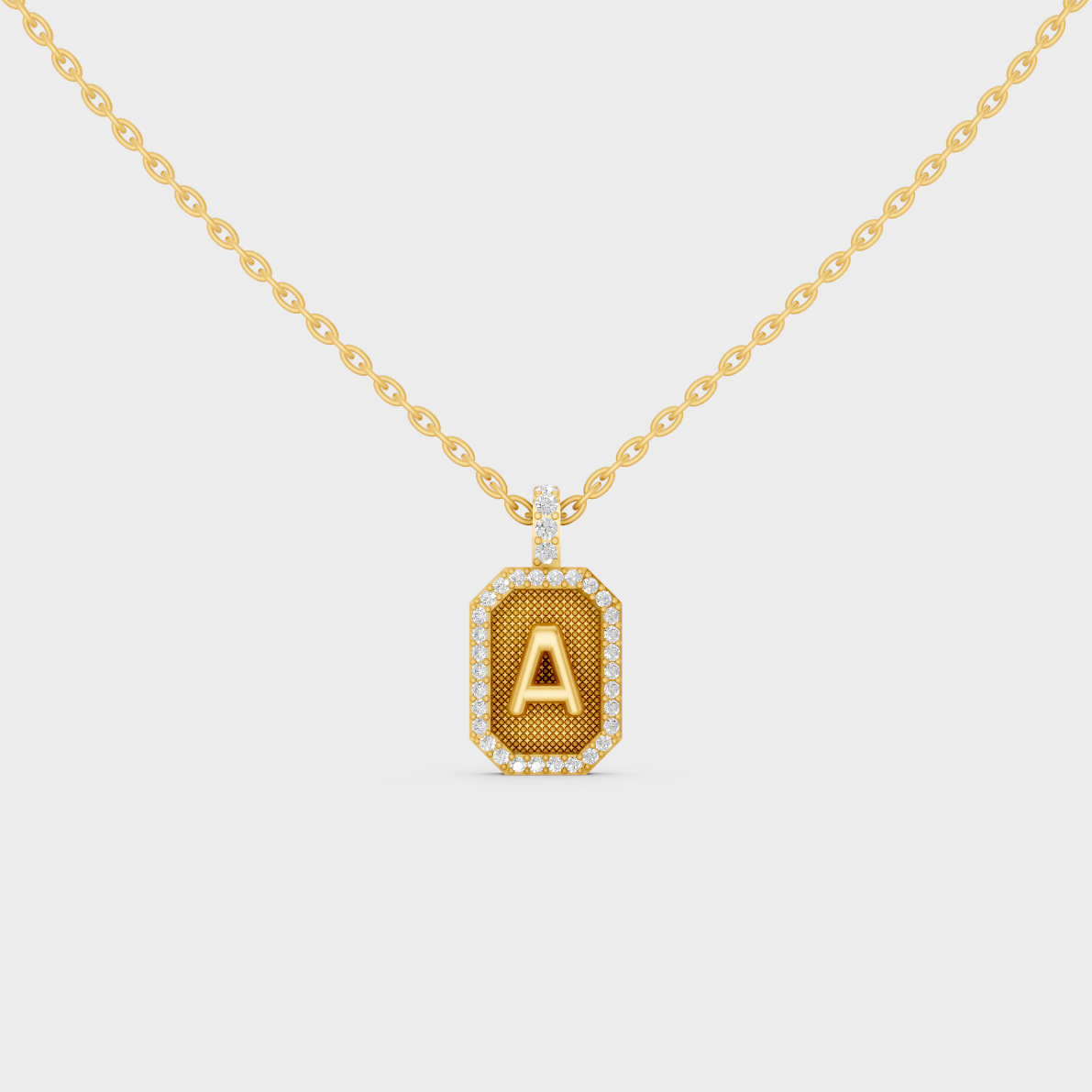 High Polish "A" Alphabet Lab Grown Diamond Pendant Cast in 18K Yellow Gold