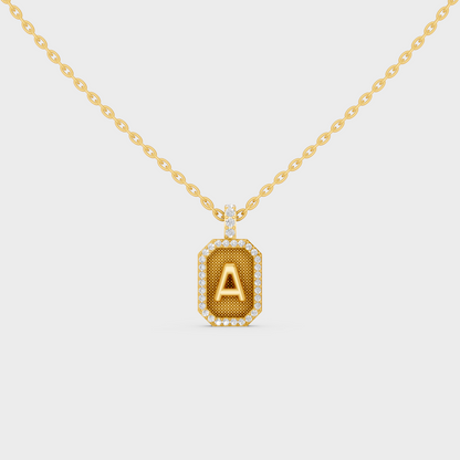 High Polish "A" Alphabet Lab Grown Diamond Pendant Cast in 18K Yellow Gold