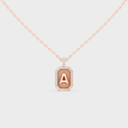 Modern Blush Pink "A" Alphabet Lab Grown Diamond Pendant in 14K Rose Gold