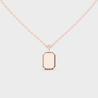 Detailed Close Up of Delicate "A" Initial Diamond Pendant Handcrafted in 9K Rose Gold