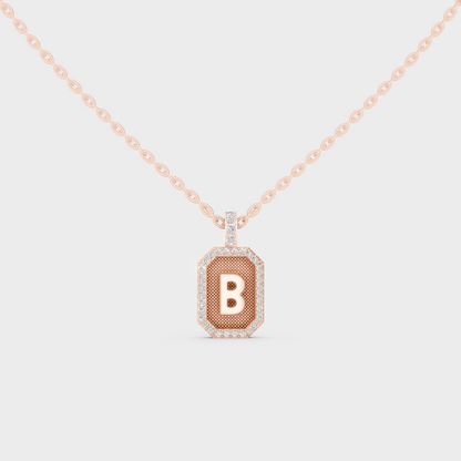 Chic Blush Pink "B" Alphabet Lab Grown Diamond Pendant in Solid 14K Rose Gold