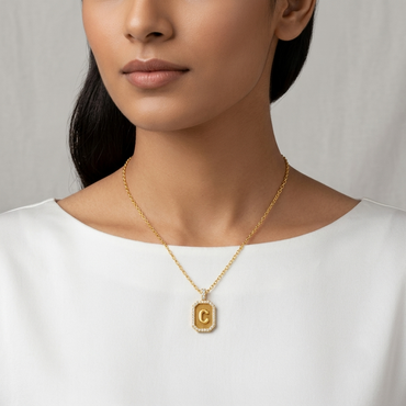"C" Initial Lab Grown Diamond Pendant with Chain