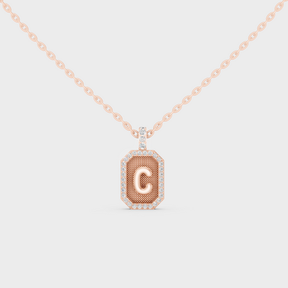 Romantic Blush Tone "C" Alphabet Lab Grown Diamond Pendant in 14K Rose Gold