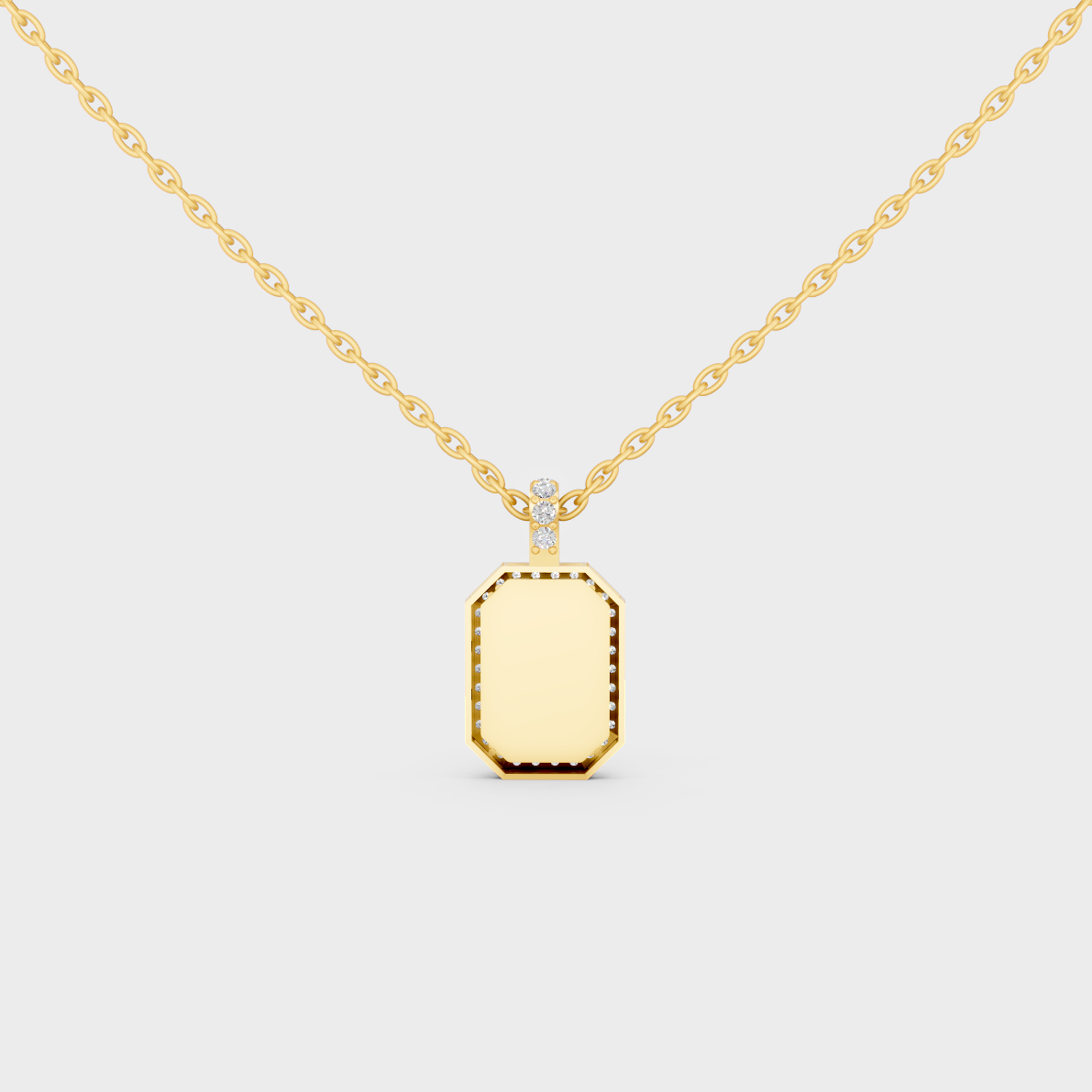 Classic Monogram Capital Letter C Lab Diamond Pendant in Solid 9K Yellow Gold