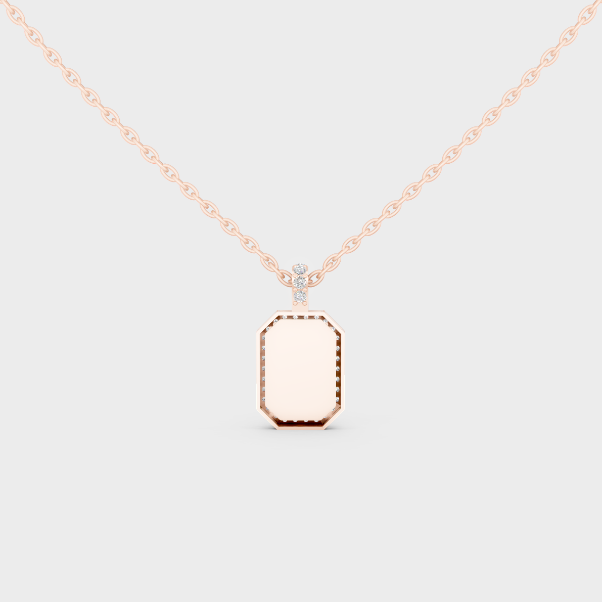 High-Resolution Detail of "C" Initial Ethical Diamond Pendant in 9K Rose Gold