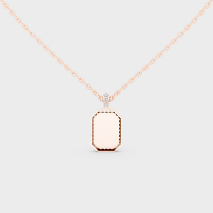 High-Resolution Detail of "C" Initial Ethical Diamond Pendant in 9K Rose Gold