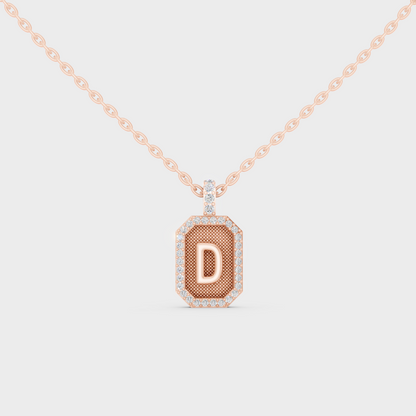Chic Blush Pink "D" Alphabet Lab Grown Diamond Pendant in Solid 14K Rose Gold