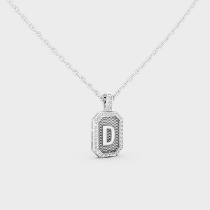 Premium Hypoallergenic 950 Platinum "D" Alphabet Lab Grown Diamond Pendant