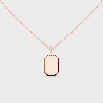 Detailed Close Up of Delicate "D" Initial Diamond Charm Handcrafted in 9K Rose Gold