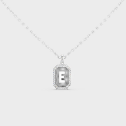 Radiant "E" Alphabet Lab Grown Diamond Pendant Flawlessly Set in 18K White Gold