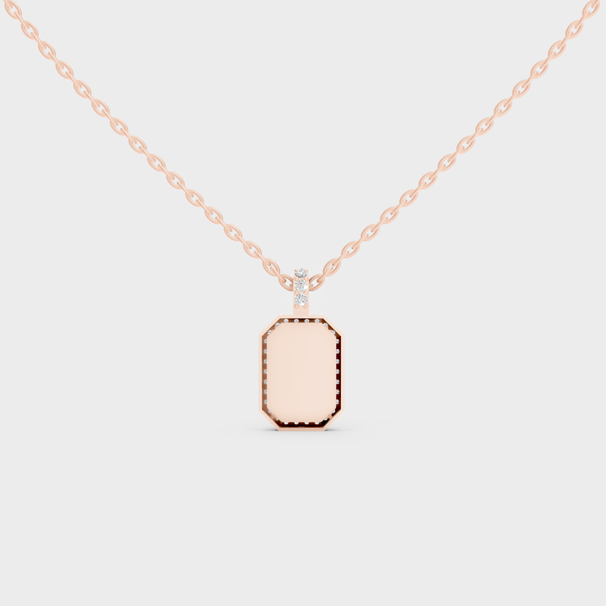 Detailed Close Up of Delicate "E" Initial Diamond Charm Handcrafted in 9K Rose Gold