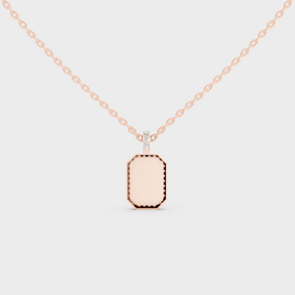 Detailed Close Up of Delicate "E" Initial Diamond Charm Handcrafted in 9K Rose Gold