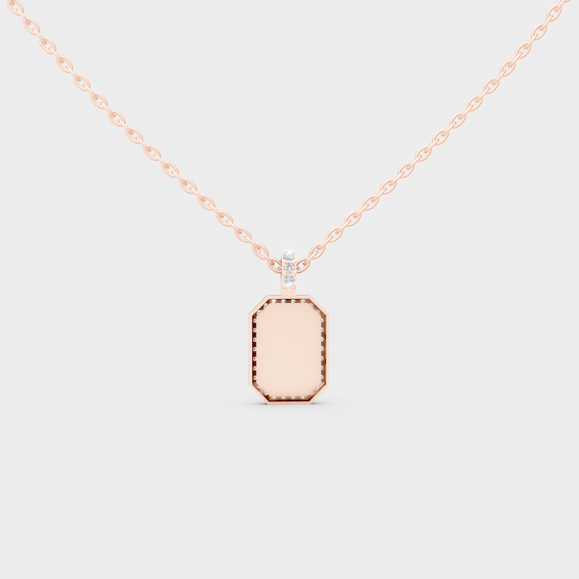 Detailed Close Up of Delicate "F" Initial Diamond Charm Handcrafted in 9K Rose Gold