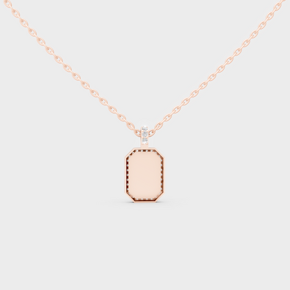 Detailed Close Up of Delicate "F" Initial Diamond Charm Handcrafted in 9K Rose Gold