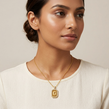 "G" Alphabet Lab Grown Diamond Pendant with Chain