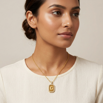 "G" Alphabet Lab Grown Diamond Pendant with Chain