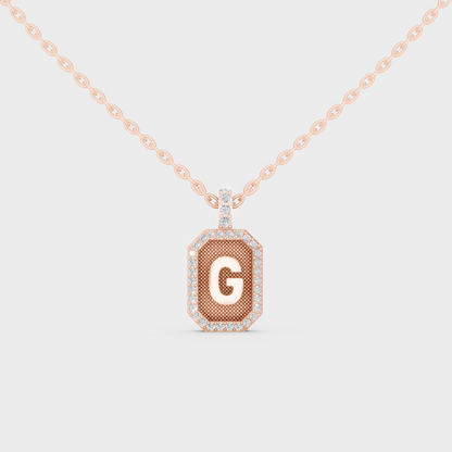 Chic Blush Pink "G" Alphabet Lab Grown Diamond Pendant in Solid 14K Rose Gold