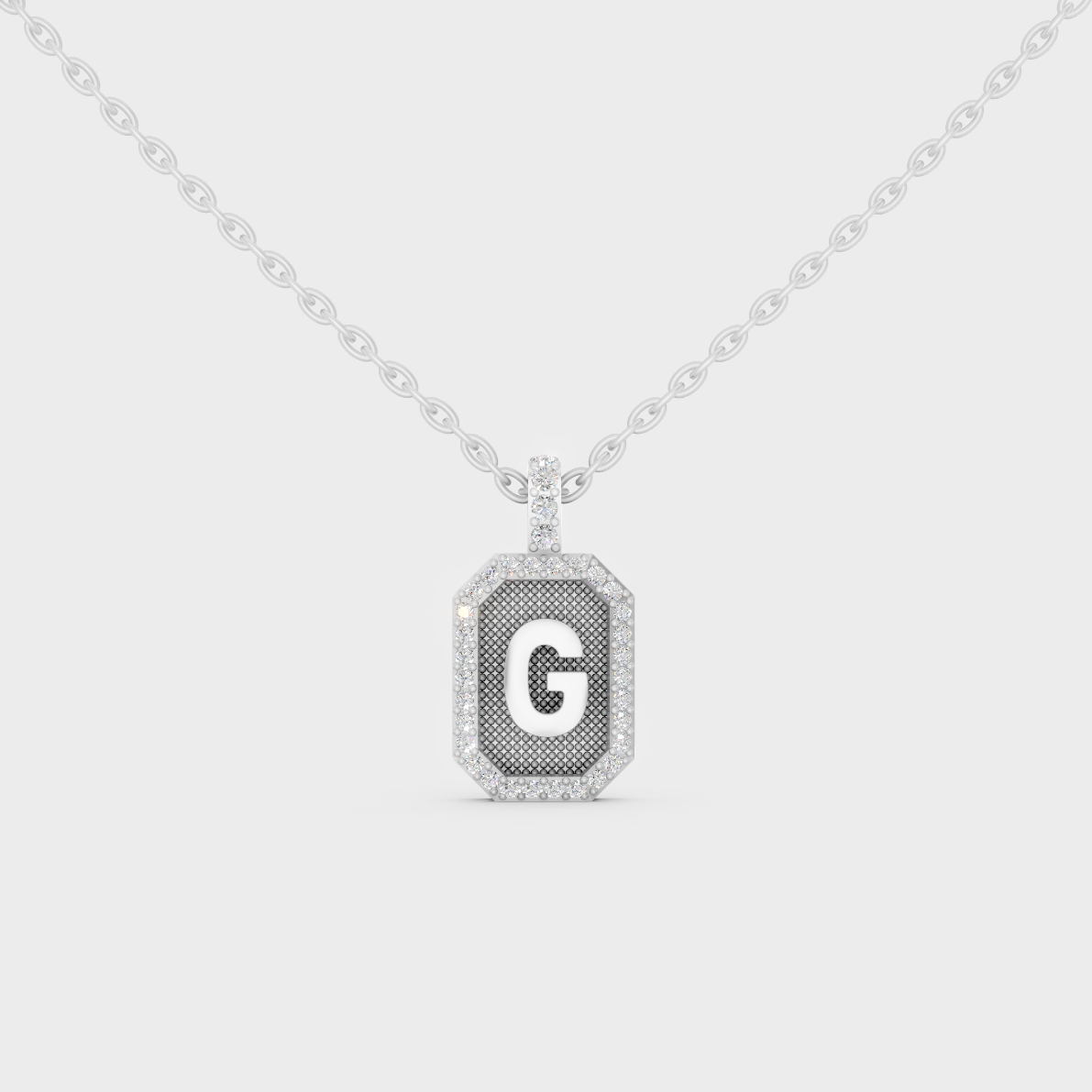 Radiant "G" Alphabet Lab Grown Diamond Pendant Flawlessly Set in 18K White Gold