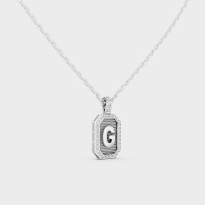 Premium Hypoallergenic 950 Platinum "G" Alphabet Lab Grown Diamond Pendant
