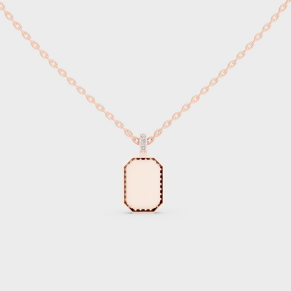 Detailed Close Up of Delicate "H" Initial Diamond Charm Handcrafted in 9K Rose Gold