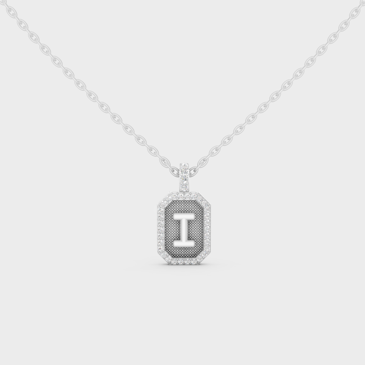 Premium Hypoallergenic 950 Platinum "I" Alphabet Lab Grown Diamond Pendant