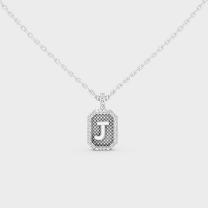 Radiant "J" Alphabet Lab Grown Diamond Pendant Flawlessly Set in 18K White Gold