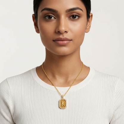 "K" Alphabet Lab Grown Diamond Pendant with Chain