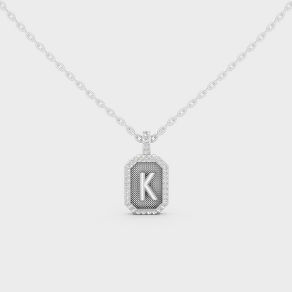 Radiant "K" Alphabet Lab Grown Diamond Pendant Flawlessly Set in 18K White Gold