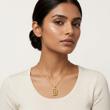 "L" Alphabet Lab Grown Diamond Pendant with Chain