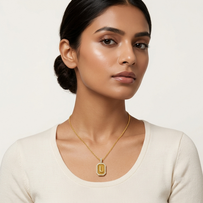 "L" Alphabet Lab Grown Diamond Pendant with Chain