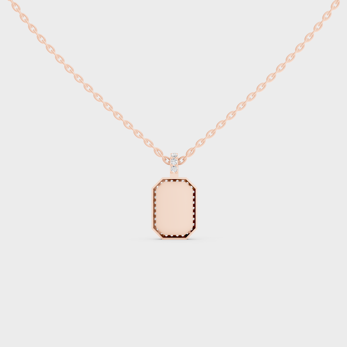 Detailed Close Up of Delicate "L" Initial Diamond Charm Handcrafted in 9K Rose Gold