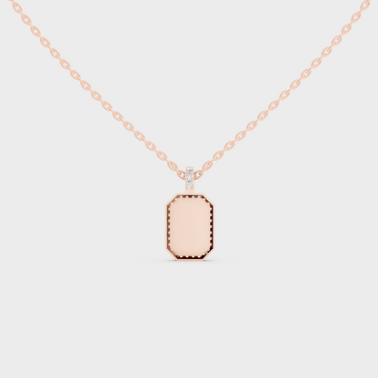 Detailed Close Up of Delicate "L" Initial Diamond Charm Handcrafted in 9K Rose Gold